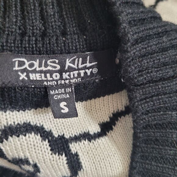 Dolls Kill Hello Kitty Small Sweater pullover graphic holes distress ribbed knit - Picture 10 of 11